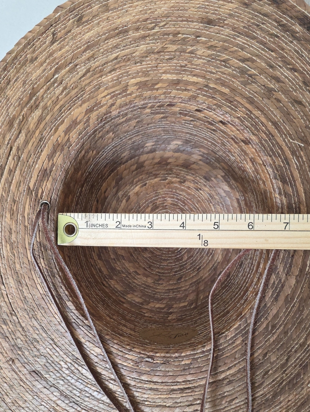 Tula Hats Wide Brim Palm Straw Sun Hat Leather Chin Strap Made in Mexico - Picture 6 of 11